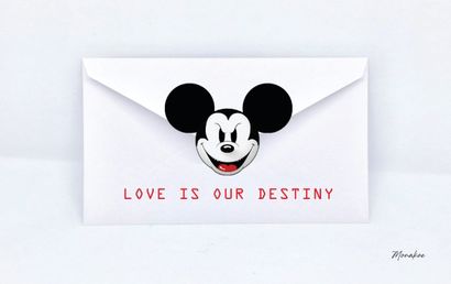  Enveloppe Mickey Bad, Love is your destiny, Monakoe, imprimé sur Papier Beaux Arts...