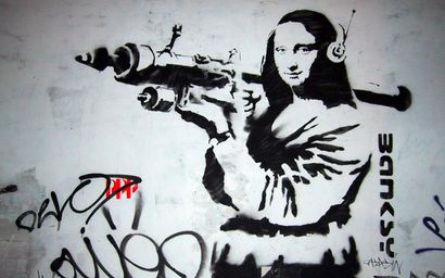 null Mona Lisa Bazooka, Print d'après Banksy (after), épreuve en couleur, signé sur...