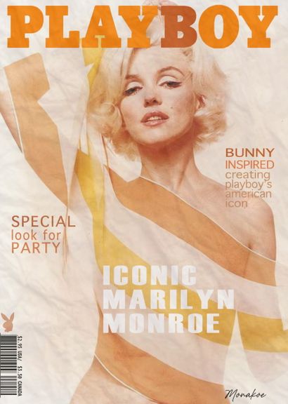  PlayBoy Magazine (d'après), Marilyn, Monakoe, imprimé sur Papier Beaux Arts contrecollé,...