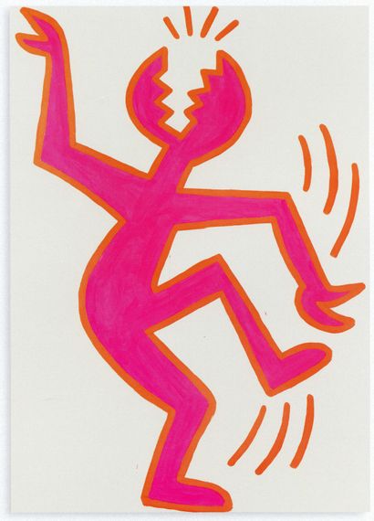 Pink Figure, Print, d'après Keith Haring,...