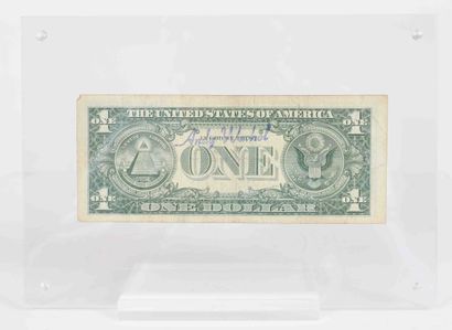 null Andy Warhol (d'aprés) 
Véritable billet de 1$ américain de 1963 timbré 
Portant...