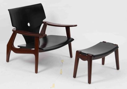 null Olivier DE SCHRIJVER (Né en 1958) 
Designer belge 
Fauteuil ZEN et son ottoman...