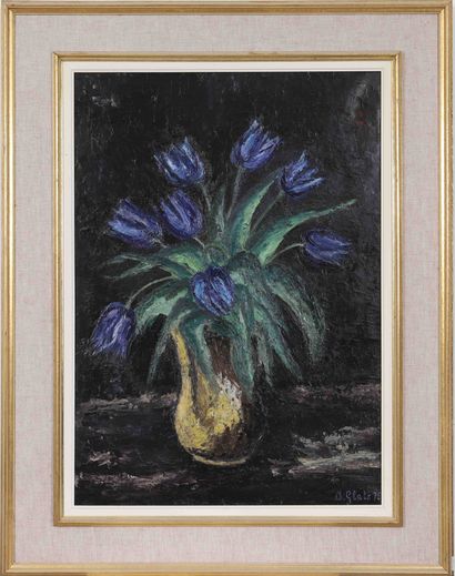 null Félix GLATZ (1894-1953) 
Artiste luxembourgeois 
Huile sur toile, bouquet de...