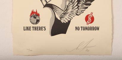 null "Burn Baby Burn" de Shepard Fairey alias Obey (né en 1970) 
Typographie signée,...