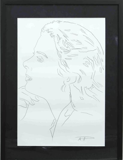 null Andy Warhol (1928-1987) d'aprés 
Dessin au crayon représentant l'actrice Ingrid...