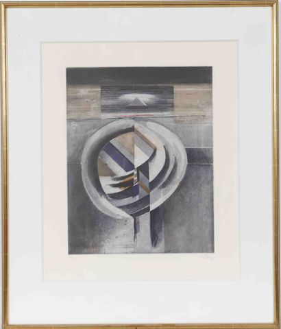 null Roger Bertemes (1927-2006) 
Painter from Luxembourg, member of the CAL 
Polychrome...
