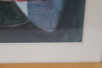 null SCHROBILTGEN Paul (1923-1980) 
Artiste peintre belge. 
Huile sur papier, encadrée...