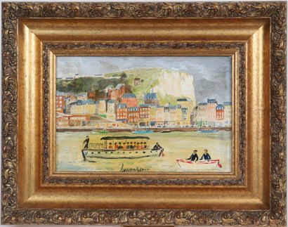 null Lucien Génin (1894-1953) 
Oil on cardboard representing Dieppe (FRANCE) 
Signed...