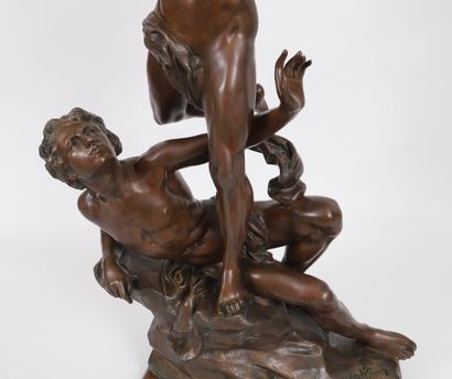 null Charles Vital-Cornu (1851-1927) 
"Réveil du Génie" 
Bronze à patine brune 
Signé...