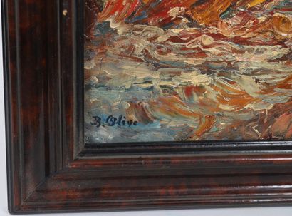 null Jean-Baptiste Olive (1848-1936) 
"The shore" 
Oil on wood, signed lower left...