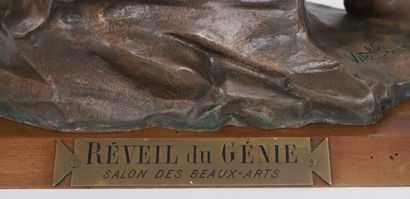 null Charles Vital-Cornu (1851-1927) 
"Awakening of the Genius" 
Bronze with brown...