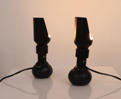 null Gino Sarfatti (1912 - 1985) 
Pair of table lamps model "P600 
Black painted...