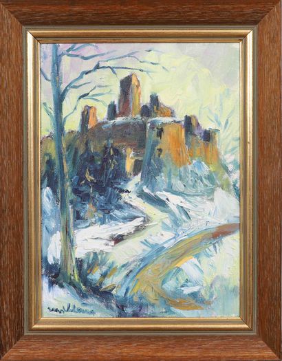 null Misch Klein (1919-1993) 
Luxembourgish painter 
Castle of Bourglinster 
Oil...