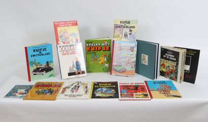 null KUIFJE 
Set of 15 books on the adventures of Tintin, including Parodies of Tintin...