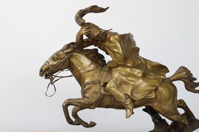 null Raphaël NANNINI 
"Hussar on horseback" 
Bronze with bronze patina, resting on...
