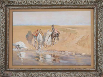 null Maurice Romberg De Vaucorbeil (1862-1943)
"The horsemen's halt"
Original watercolor,...