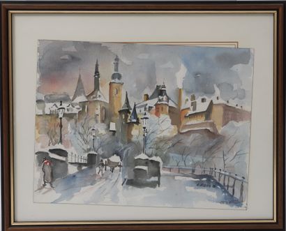 Charles BECH (1919-2000)
Snow-covered Luxembourg
Watercolor...