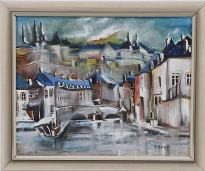 null Charles BECH (1919-2000)
Oil on canvas, city view
Signed and dated 99 lower...