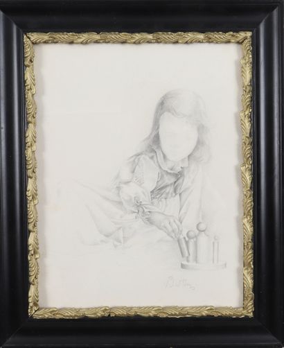  Balthus (1908-2001)
Young child playing
Rare graphite drawing on paper, signed lower... Gazette Drouot