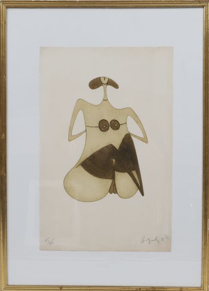  Philippe HIQUILY (1925-2013)
Lithograph, signed and numbered 45/100 in pencil on... Gazette Drouot