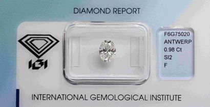 null Diamant sur papier forme taille ovale de très belle qualité : F/SI pesant 0,98...