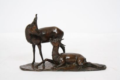 null BRONZE AUX ANTILOPES

Bronze patiné représentant deux antilopes se regardant...