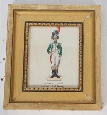 null MILITAIRE EN TENUE

Gouache sur papier.

Epoque XIXème siècle

H: 24 ; l: 21...