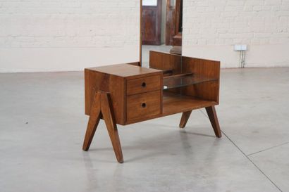"Dressing table" de Pierre Jeanneret (1896-1967) Exceptionnelle et élégante coiffeuse...