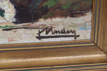 null Lily Unden (1908-1989)
Huile sur toile contrecolé sur panneau représentant des...