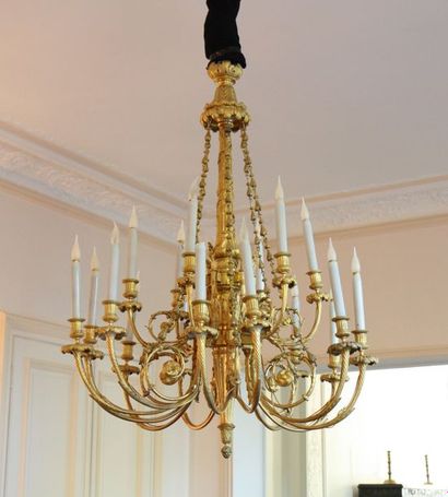 null Important lustre à 18 lumières Louis XVI

De très belle qualité, en bronze doré,...