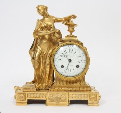 null Pendule "à la cruche" Louis XVI

En bronze doré, avec une figure de femme à...