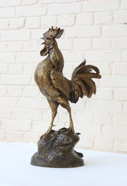 null Coq de Paul Comolera (1818-1897)
Sculpture en bronze patiné doré, représentant...