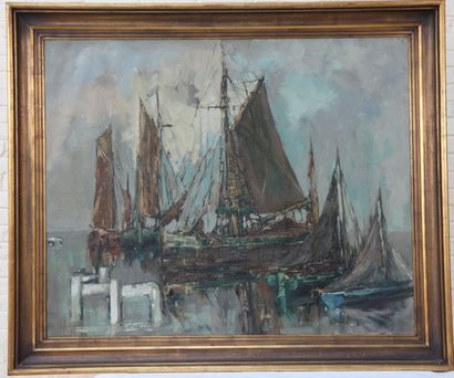 null Tableau marine de Edmond DE MEULENAERE (1884-1963)

Huile sur toile représentant...