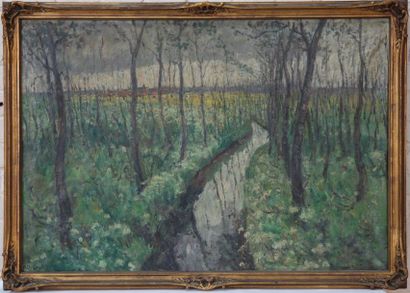null Paysage au ruisseau de Aloïs LAET DE (1866-1949)

Huile sur toile représentant...