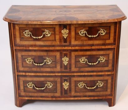 null Rare petite commode marquetée Louis XIV

En plaquage de bois indigènes, à décors...