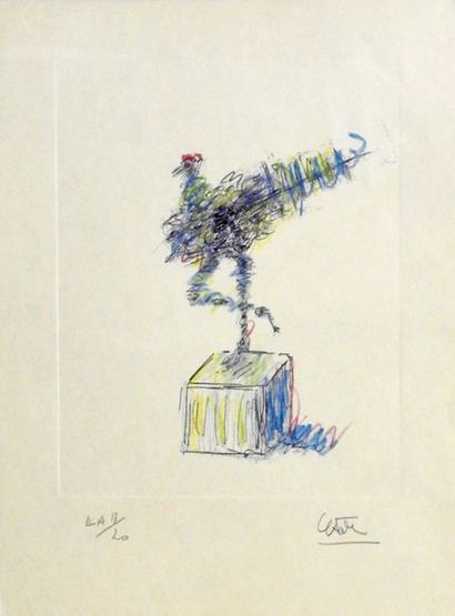 null César (1921-1998)

Poulette

Gravure sur papier Japon rehaussée au crayon gras,...