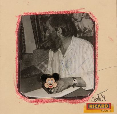 null César (1921-1998)

Sans titre 

Collage de photo et pin's sur papier Ricard...