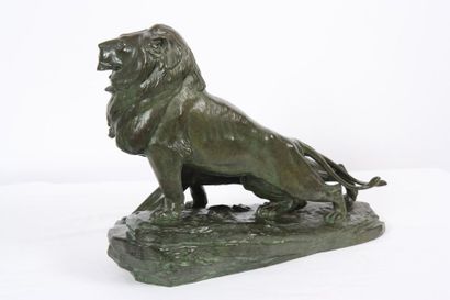 null Le lion et sa lionne de G. Poitvin 

En bronze à patine verte représentant un...