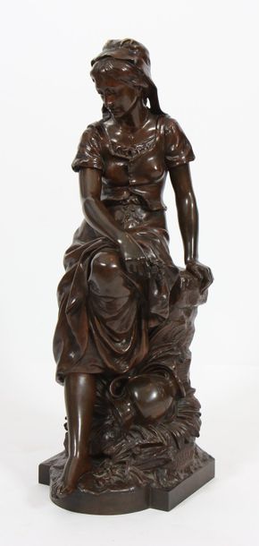 null "Jeune femme à la cruche renversée" de Eugéne-Antoine Aizelin (1821-1902)

Bronze...