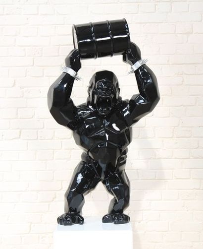  "WILD KONG OIL" de Orlinski Sculpture en résine de couleur noir brillant crée et...
