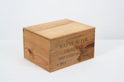null Château Mayne Boyer

Chaumet

1eres côtes de Blaye

6 bouteilles en caisse bois...