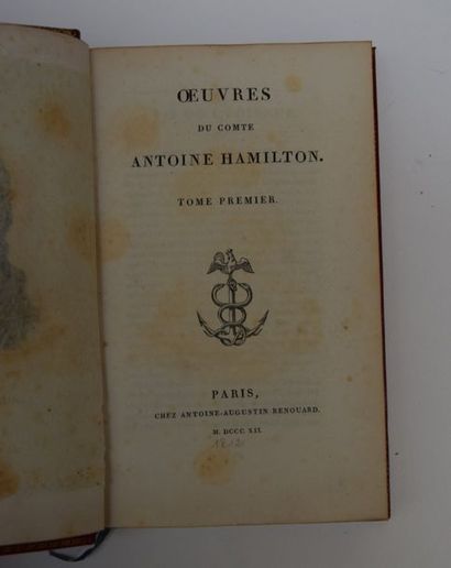 null Comte Antoine HAMILTON, Paris 1812, chez A-A. RENOUARD, reliure cuir rouge....