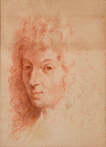 null Ecole FRANCAISE vers 1700, Portrait d'homme, sanguine. 17,5 x 13,5 cm. 