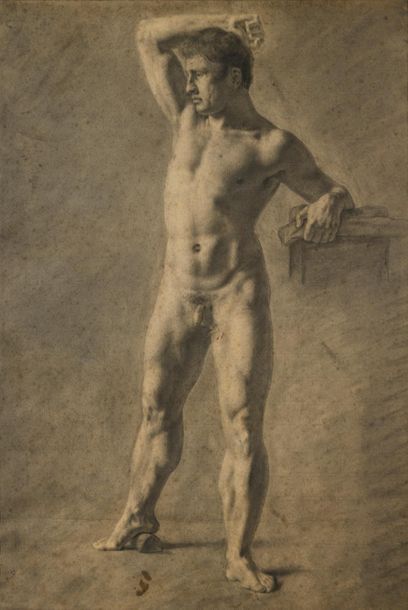 null Attribué à François-Xavier DUPRÉ (1803-1871), Académie d'homme debout, pierre...