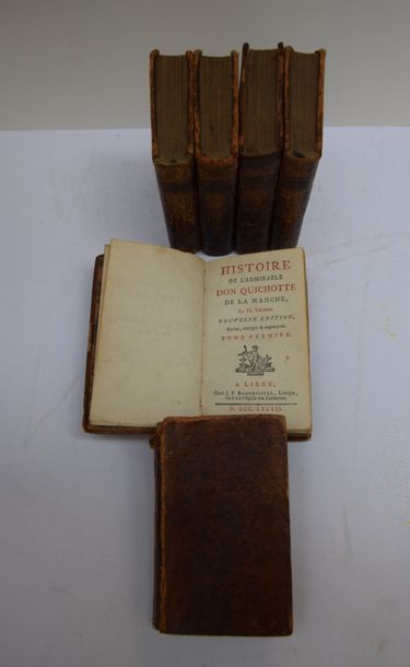 null CERVANTES. Histoire de Don Quichotte, 6 volumes illustrés. Liège, 1782. Reliure...