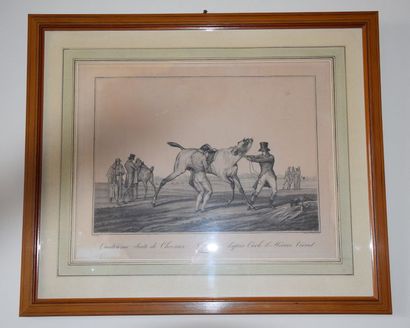 null FRENCH school after Carle VERNET, Horses, 2 engravings. 31 x 40 and 27 x 37...