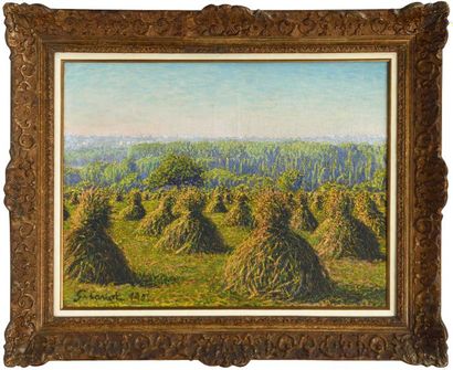 null Gustave CARIOT (1875-1950), Meules Vertes, 1902, huile sur toile signée et datée....