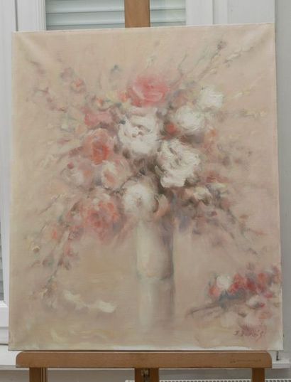 null Jean DUPUIS (né en 1941), Liberté éphémère (Bouquet de roses), 1983, huile sur...