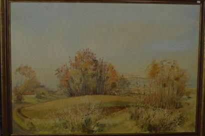 null Abel LEBLANC (XX ème), Paysage, huile sur toile signée. 81 x 116 cm. 