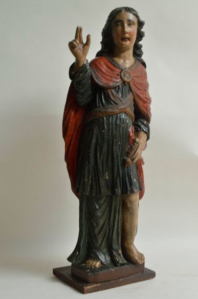 null Ecole du NORD début XIXème, Saint-Paul, bois sculpté polychrome. Haut.: 76 cm....